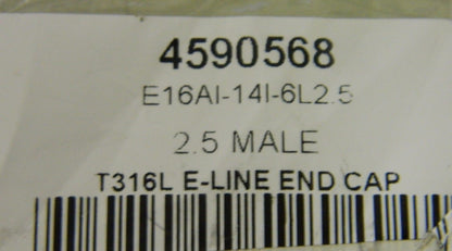 VNE Corporation E-line End Cap 2.5" Male T316L E16AI-14I-6L2.5