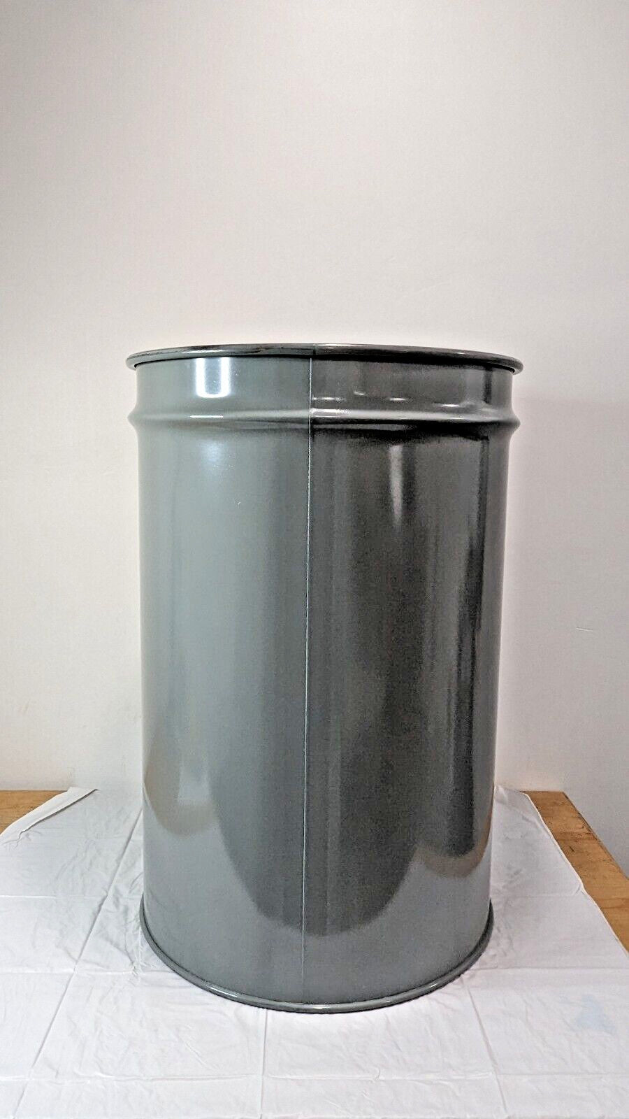Justrite 30 Gal Cease-Fire Waste Receptacle Safety Drum Gray CAN ONLY 26014
