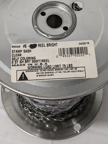 0.035" Diam Steel Sash Chain, #8, 75 Lb Load Limit Approx. 13 LBS 55020