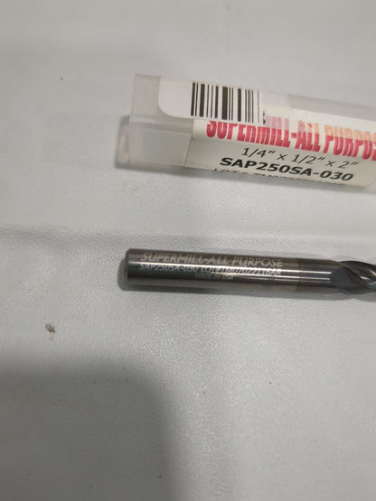 SUPERMILL Corner Radius End Mill: 1/4" Dia SOLID carbide SAP250SA-030