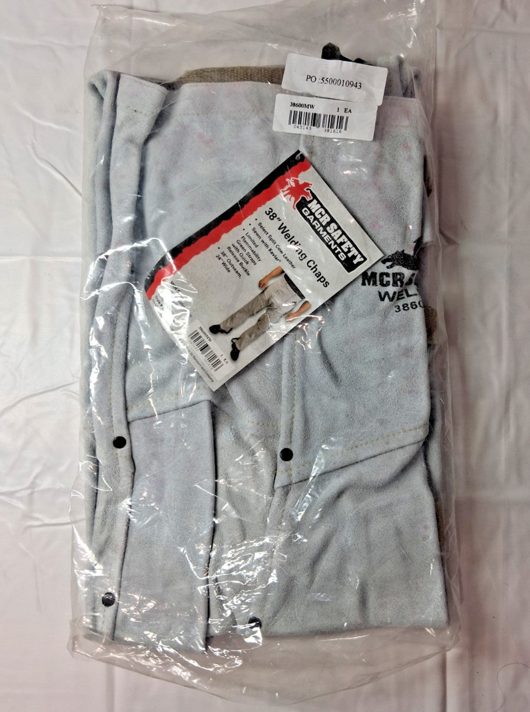 MCR Safety Cow Leather Welding Chaps Select Split  38" 38600MW