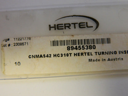 Hertel CNMA542 HC310T Carbide Turning Insert QTY 10. 89455380