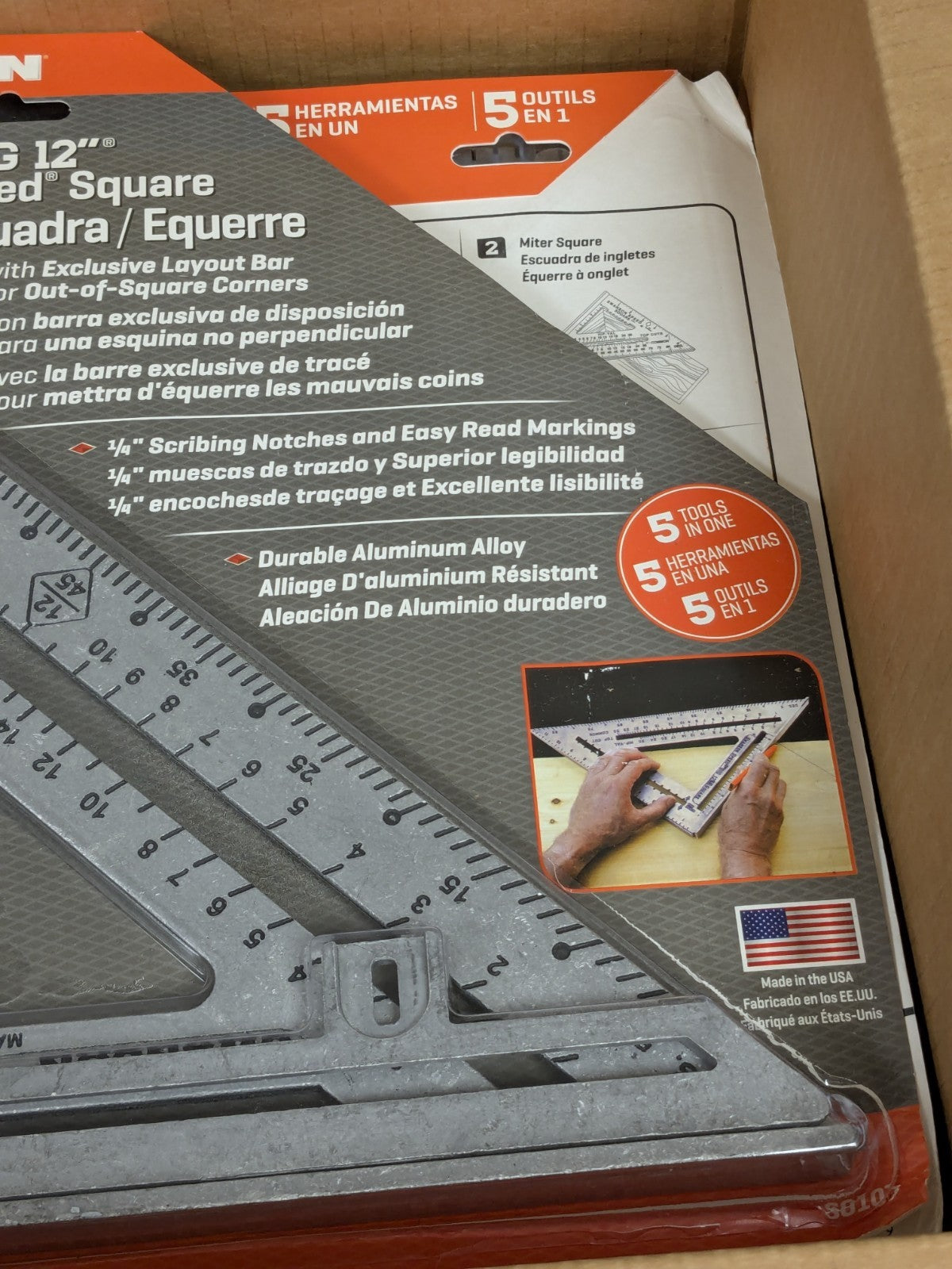 Swanson 12" Blade x 12" Base, Aluminum Rafter Square Qty 5 S0107