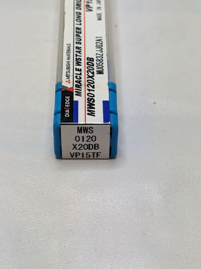MITSUBISHI Drill MWS0120X20DB VP15TF TiAlN Finish, 2.3701" OAL, RH 474185