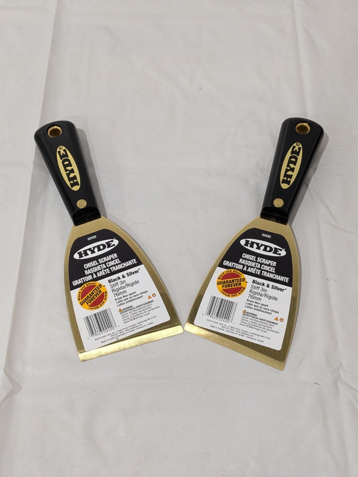 Hyde Stiff Brass Chisel Scraper 3" Blade Width Qty 2 02420