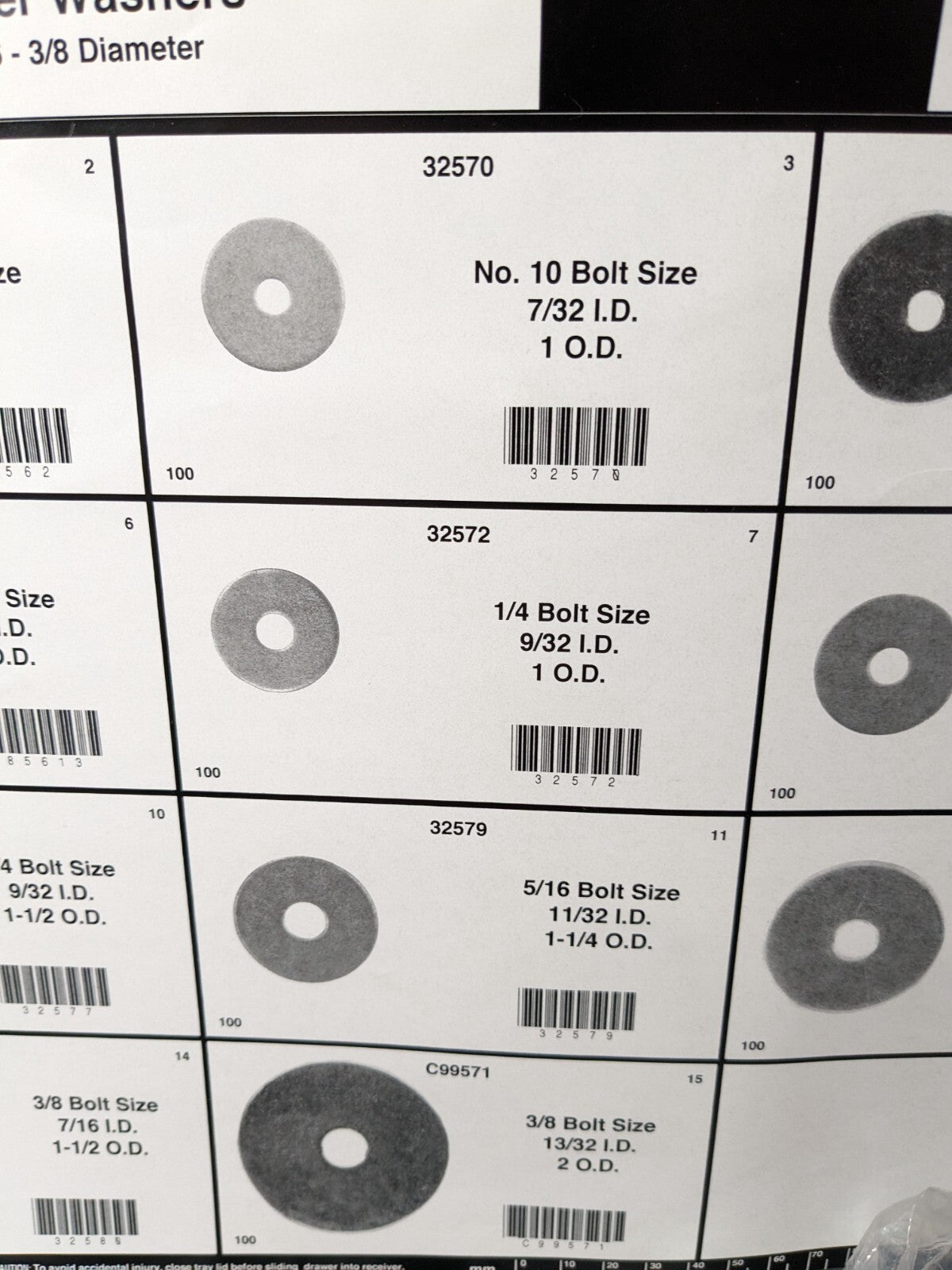 1450 Piece Fender Washers No 6 - 3/8" Diameter 8539