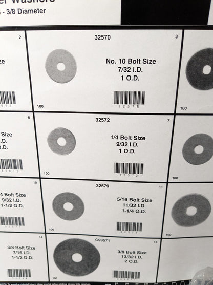 1450 Piece Fender Washers No 6 - 3/8" Diameter 8539