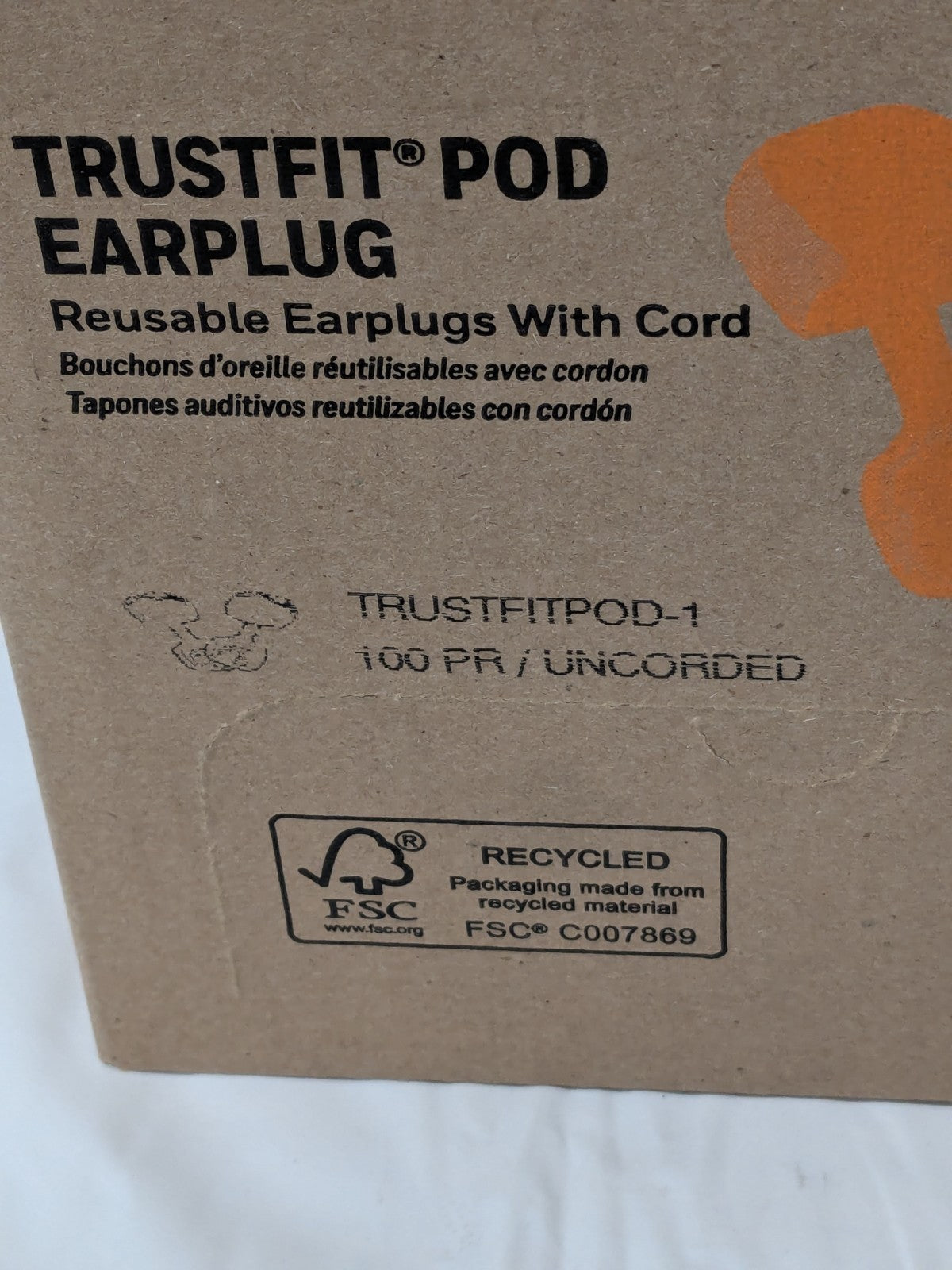 (100 Pairs) Howard Leight Earplugs: 28 dB, Foam, Push-In, Uncorded TRUSTFITPOD-1