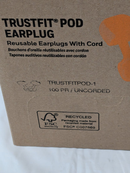 (100 Pairs) Howard Leight Earplugs: 28 dB, Foam, Push-In, Uncorded TRUSTFITPOD-1