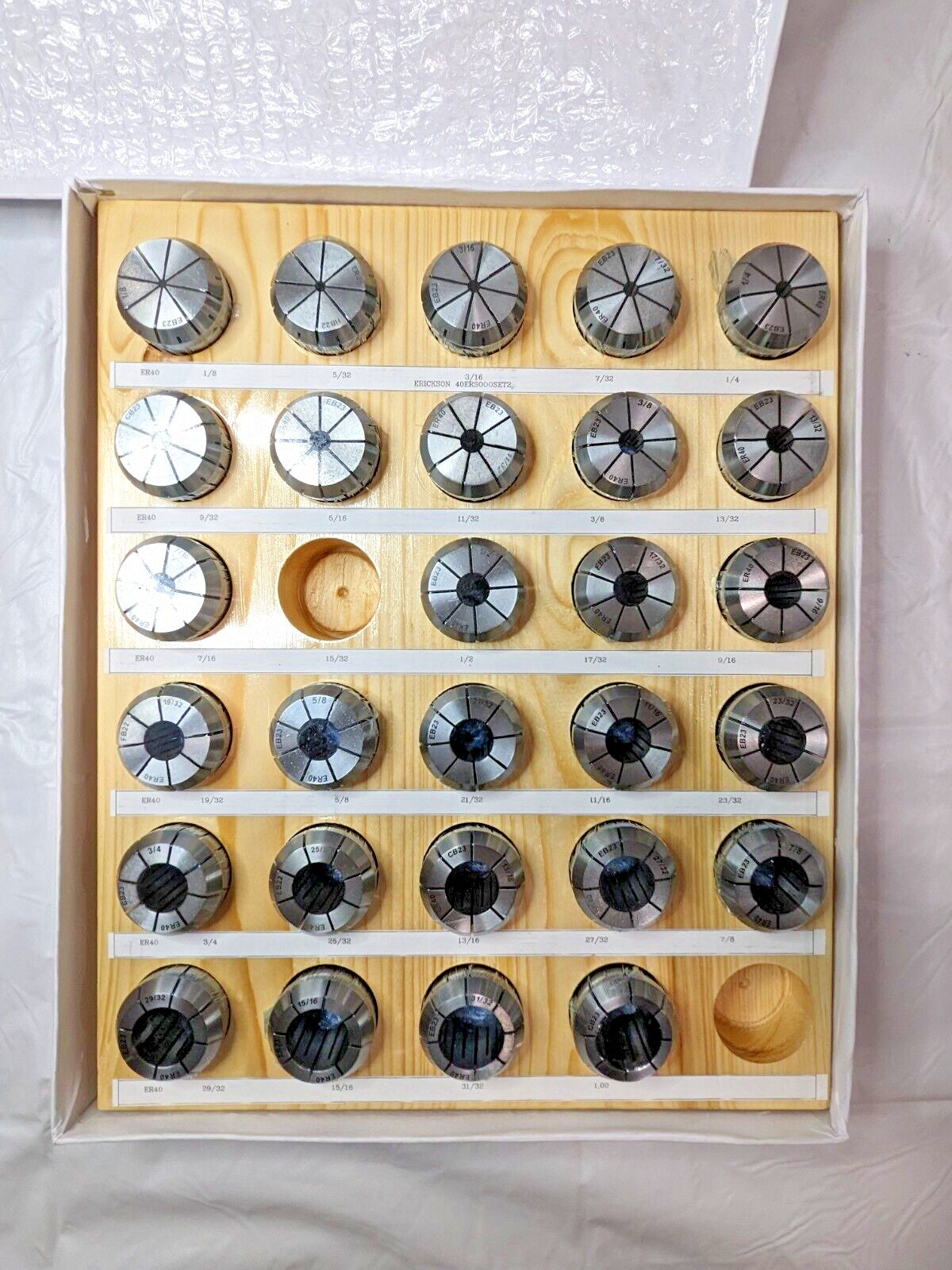 ERICKSON 28 Piece Collet Set ER40 1/8 to 1" Cap 40ERS000SET2 2269976 INCOMPLETE