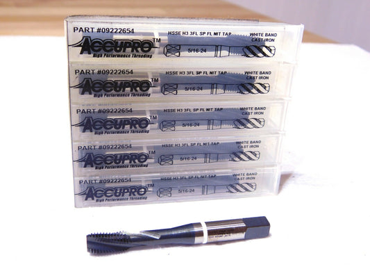 Accupro Modified Bottoming Spiral Flute Tap 5/16-24 UNF 3Fl 70mmL Qty 5 09222654