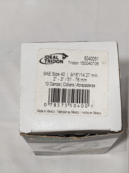 Ideal Worm Gear Clamp: SAE 40, 1 to 3" Dia, Stainless Steel Band Qty 10 5040051