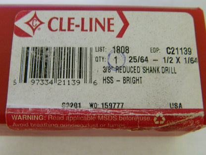 Cle-Line  25/64 to 1/2", 118° Point, Bright Finish High Speed C21139