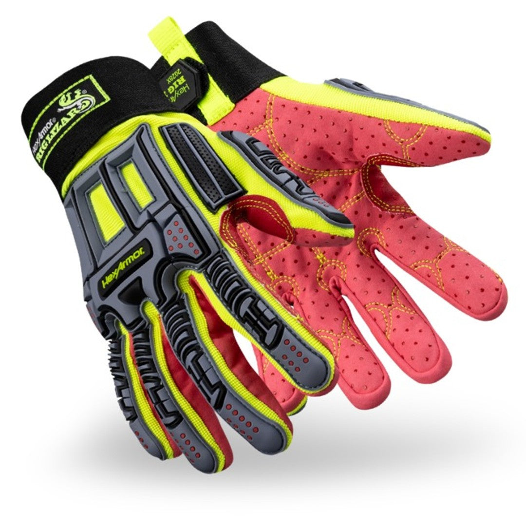 (2)Rig Lizard Hi-Vis Yellow/Gray HPPE/Steel A6 Cut Level Sz XXXL 2028X-XXXL (12)