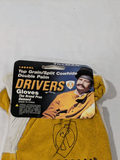 Tillman Top Grain/Split Cowhide Double Palm Driver Gloves Size XL 1464XL