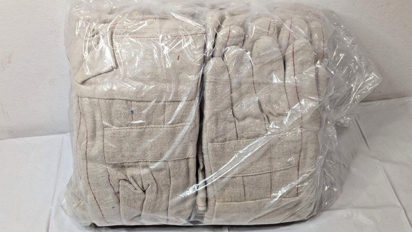 12 PAIRS MCR Safety Hot Mill Work Gloves 100% Cotton Tan Large 9128