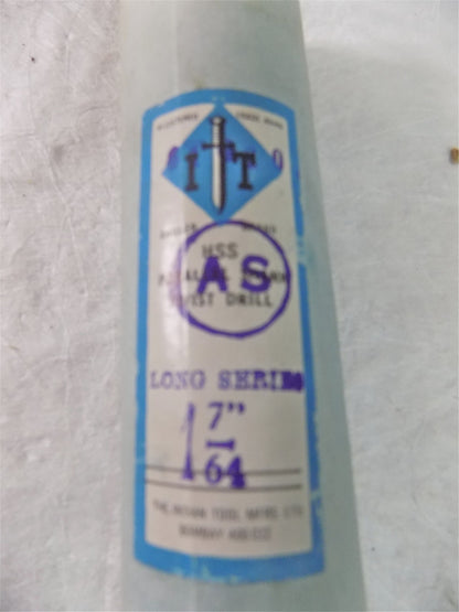 Indian Tools Mfr HSS Parallel Shank Twist Drill 1-7/64"118º RH Taper Lgth 2Fl