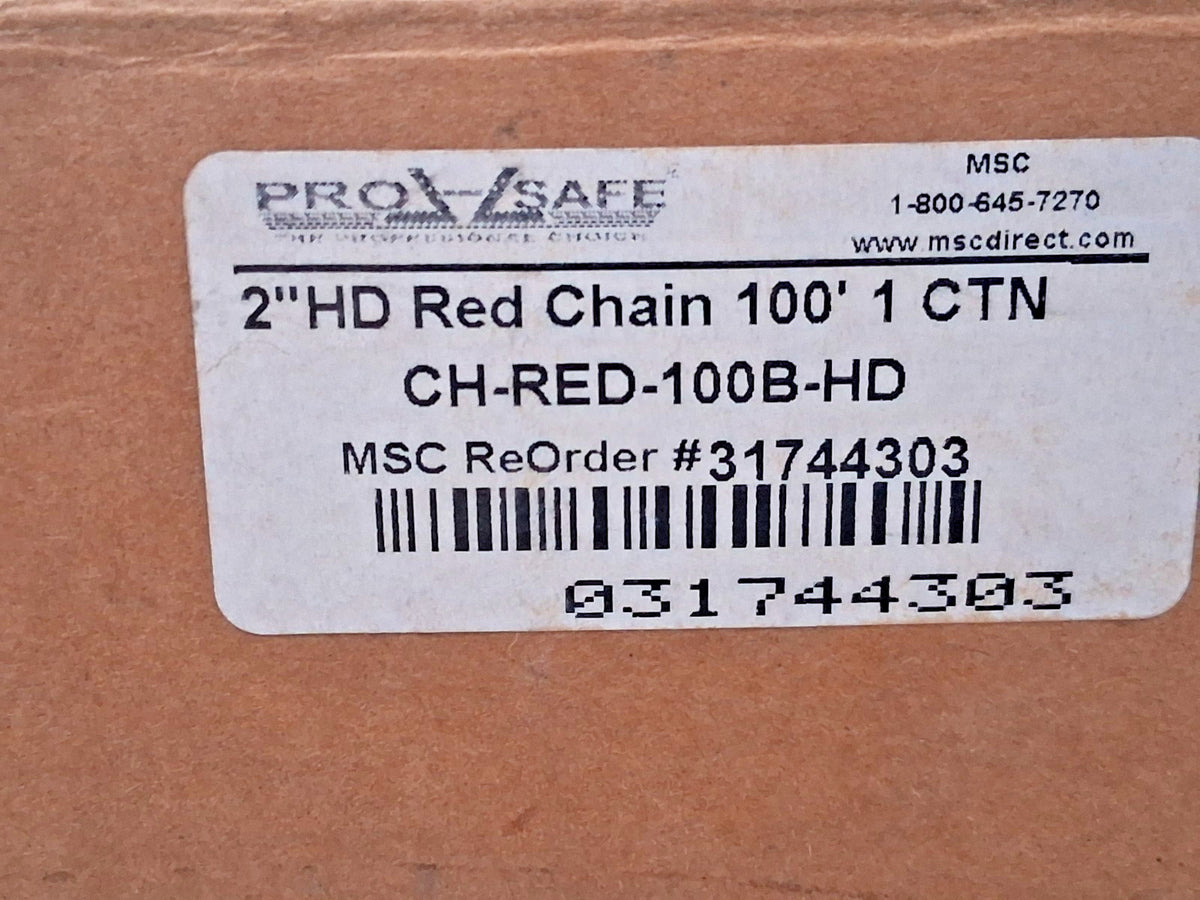 PRO-SAFE Heavy-Duty Red Plastic Chain 100FT Long 2" Wide CH-RED-100B-HD