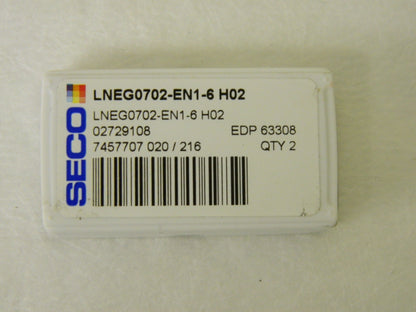 Seco Carbide Inserts LNEG0702-EN1-6 Grade H02 QTY  2 63308