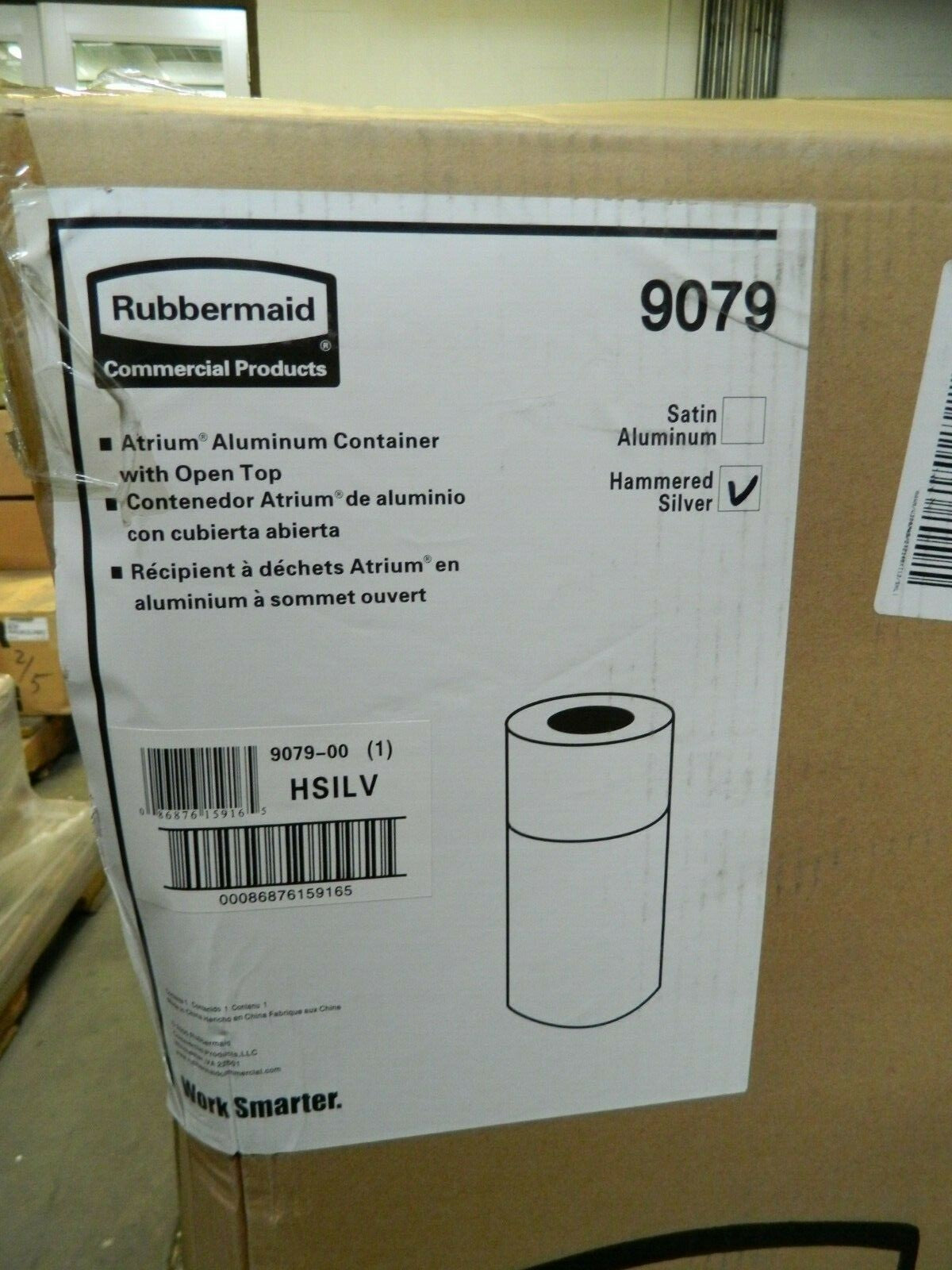 Rubbermaid 35 Gal Silver Round Trash Can FG907900HSILV