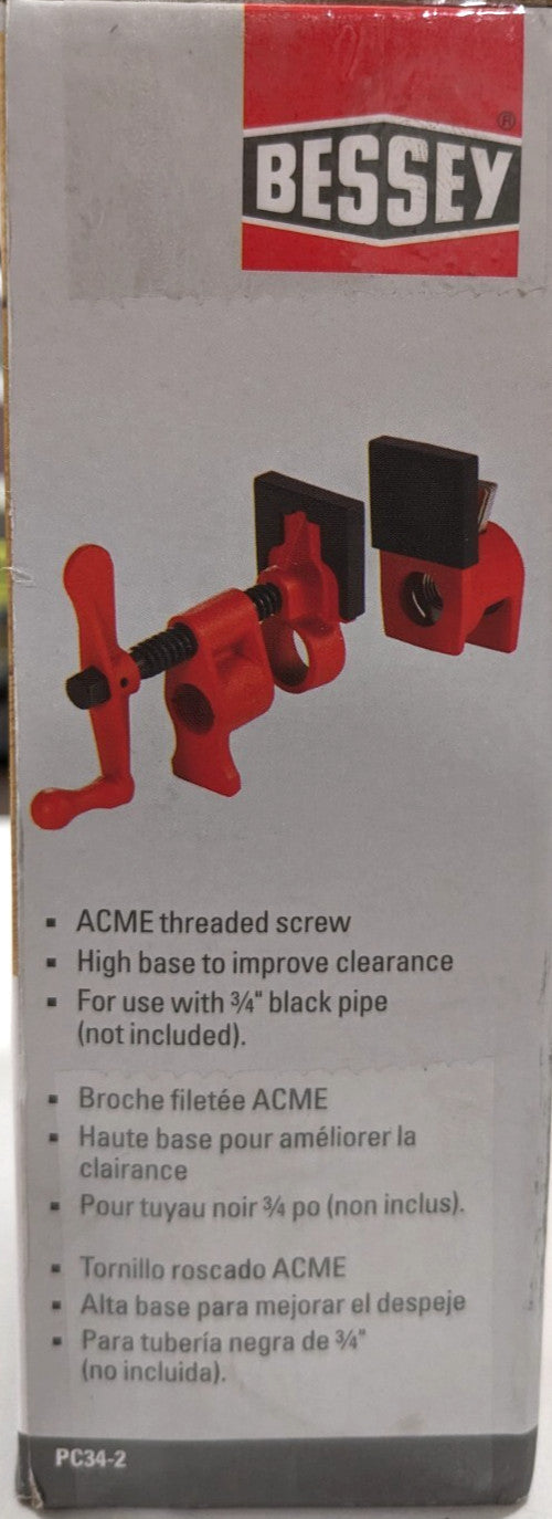 BESSEY Clamping Fixture  3/4" Pipe  2-3/8" Throat Depth  PC34-2