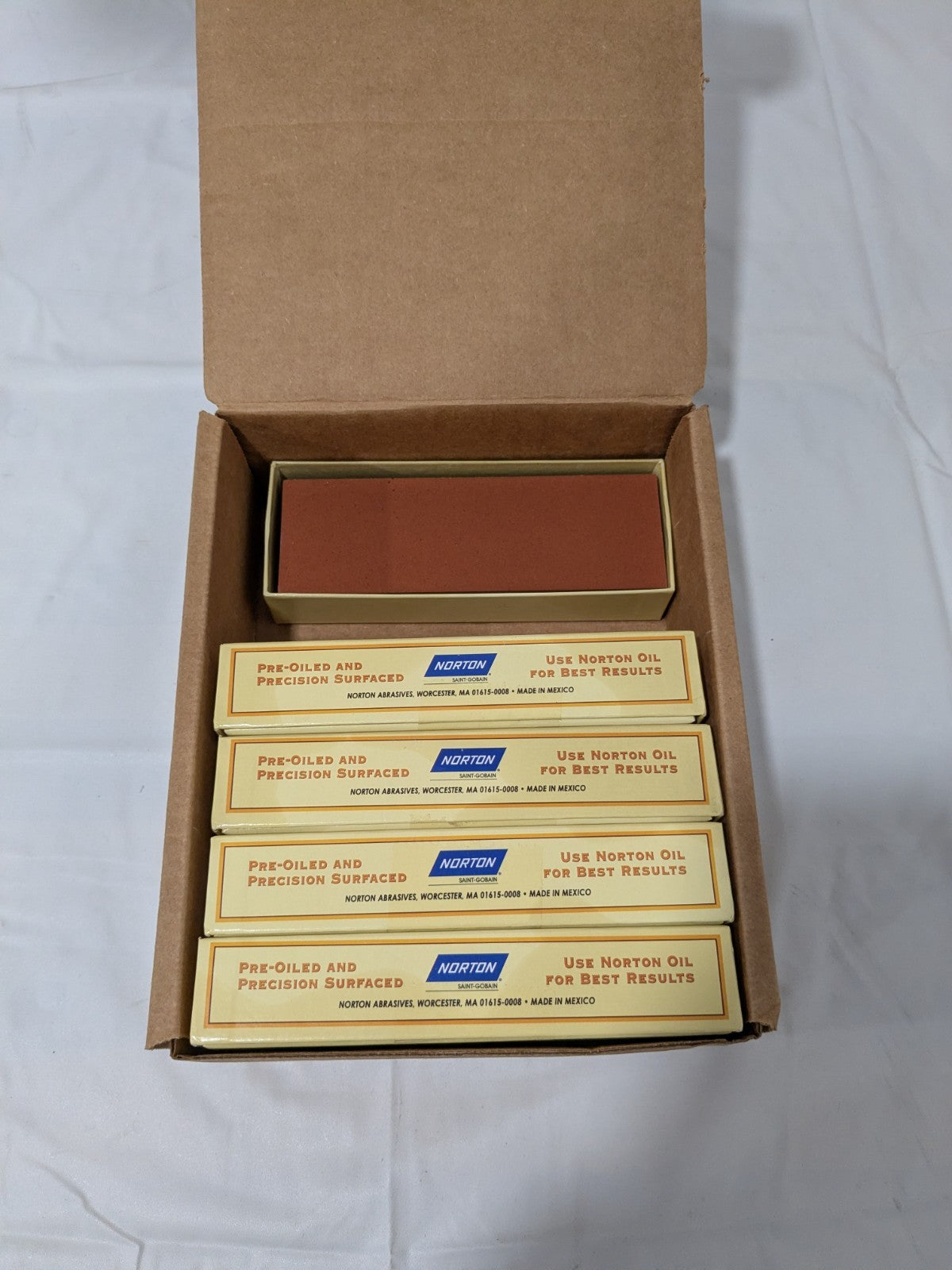 Norton Sharpening Stone 6'' OAL, 2'' W, 1'' Thick, Rectangle Qty 5 61463685560