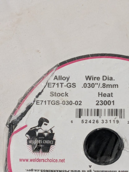 WELDER'S CHOICE MIG Welding Wire: E71T-GS, 0.0300" Dia, Flux Core 59803122