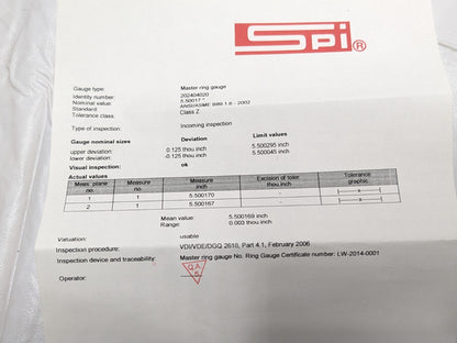 SPI Setting Ring Gage 5-1/2"ID X 7.87"OD X 0.78"Thick 17-686-7