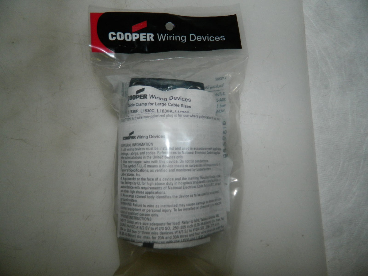 Cooper Self Grounding Connector 250 VAC 30 Amp L15-30R Configuration L1530C