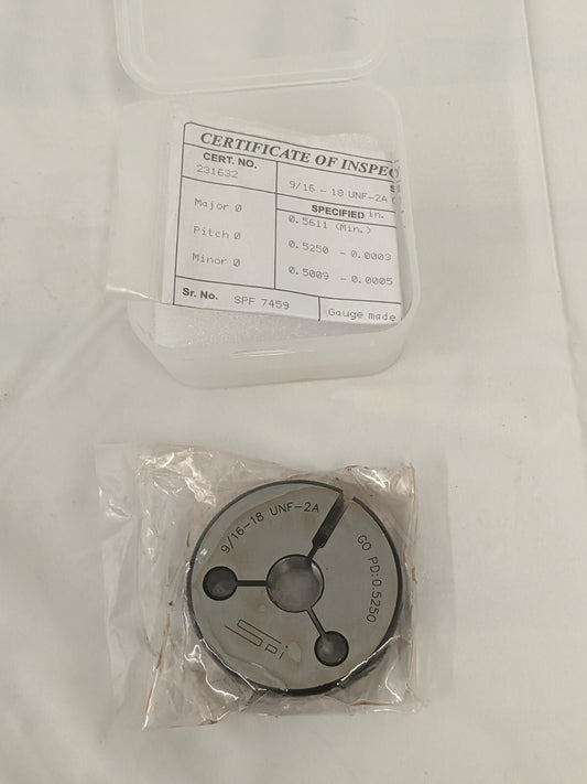 SPI Threaded Ring Gage: 9/16-18 Thread, Class 2A, Go 46553970