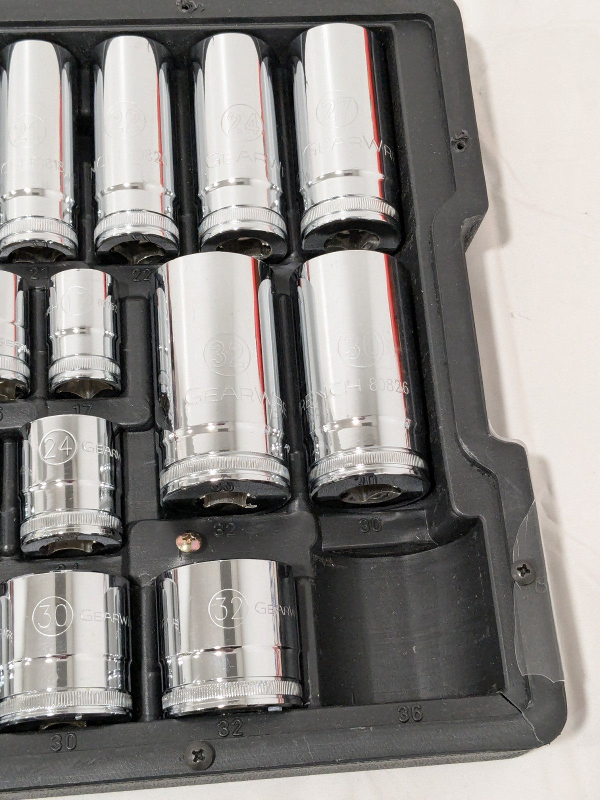 GEARWRENCH Socket Set: Deep Standard, 36 Pc, 1/2" Drive, 9 to 32 mm 80730