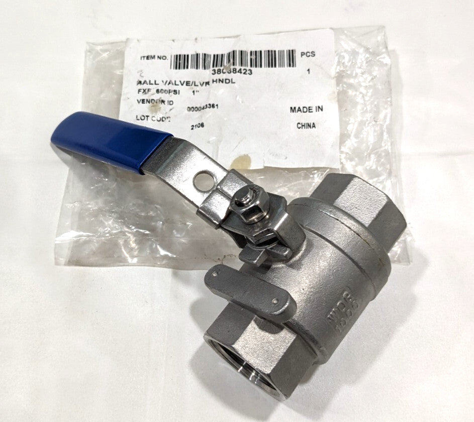Manual Ball Valve 316 Stainless Steel 1" Pipe FNPT x FNPT  6Q218Q25