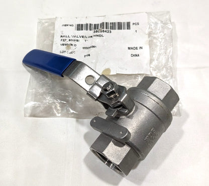 Manual Ball Valve 316 Stainless Steel 1" Pipe FNPT x FNPT  6Q218Q25