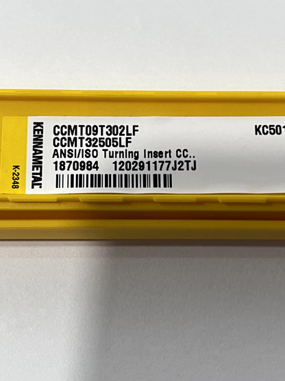 Kennametal Turning Insert: CCMT32505LF KC5010, Carbide Pack of 5