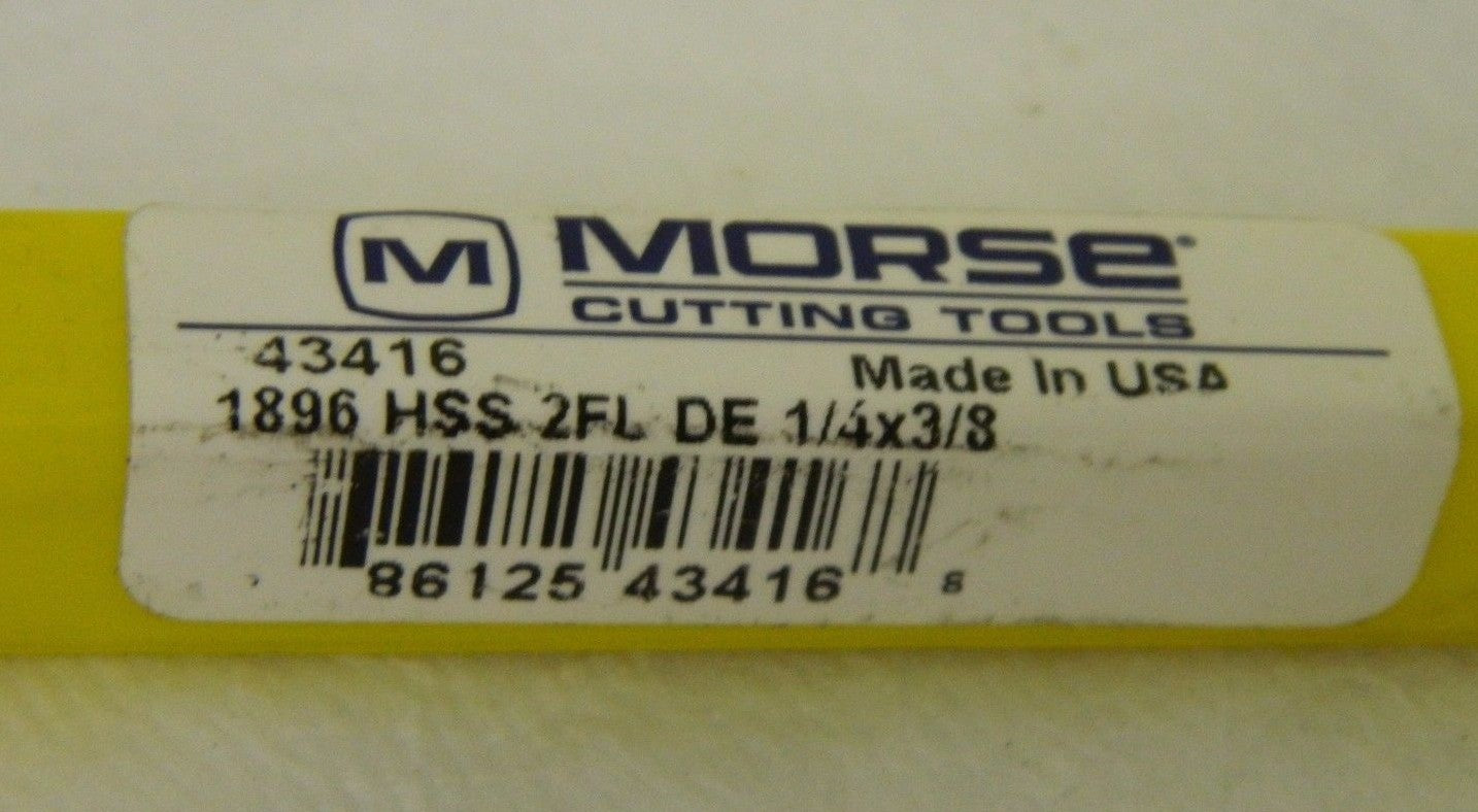 Morse Round Double End Mill 1/4" x 3/8" x 3-3/8" 2FL Bright HSS Q