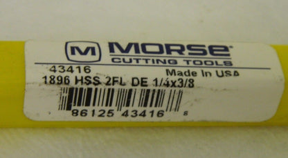 Morse Round Double End Mill 1/4" x 3/8" x 3-3/8" 2FL Bright HSS Q