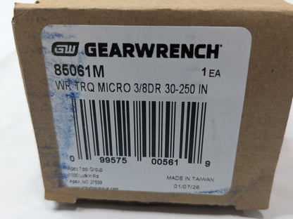 GEARWRENCH Micrometer Torque Wrench 3/8" DR 30"-250" Lb Max 85061M