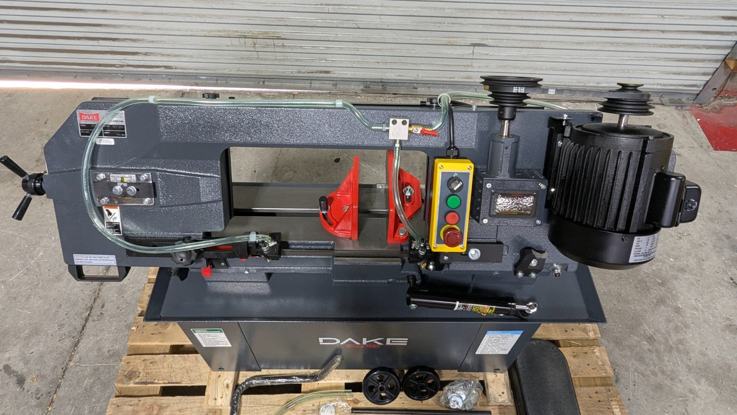 DAKE SE912 Horizontal Bandsaw  9x12" Capacity  110V  1HP  Step Pulley Drive