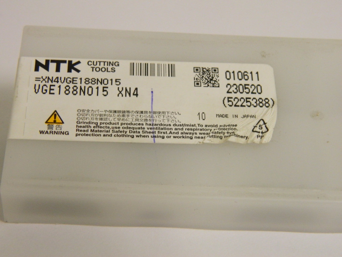 NTK Carbide Grooving Inserts VGE188N015 XN4 Qty 10 5225388