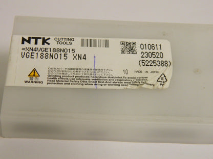 NTK Carbide Grooving Inserts VGE188N015 XN4 Qty 10 5225388