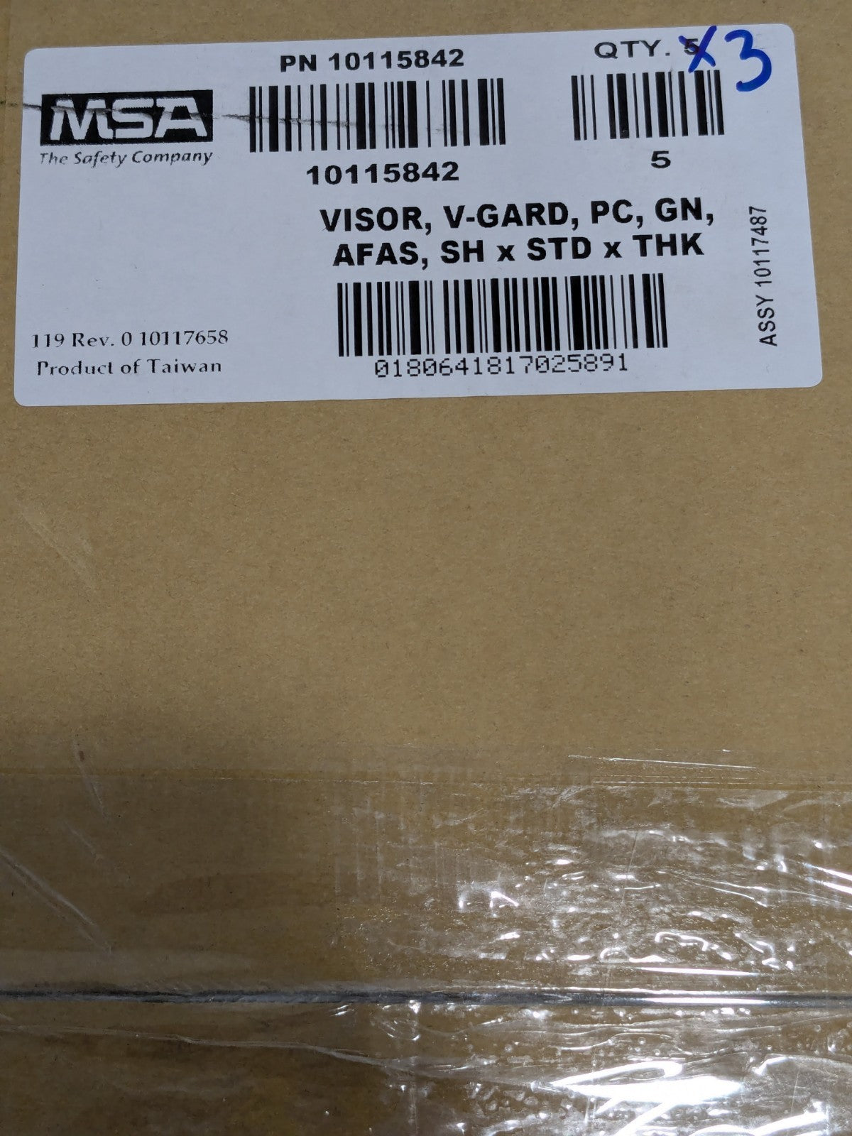 (3) MSA V-Gard Visor - Contoured Green Tint PC AF/AS (8"x17"x.06") 10115842