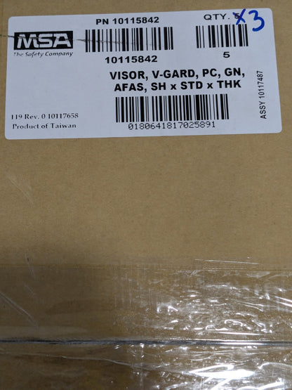 (3) MSA V-Gard Visor - Contoured Green Tint PC AF/AS (8"x17"x.06") 10115842