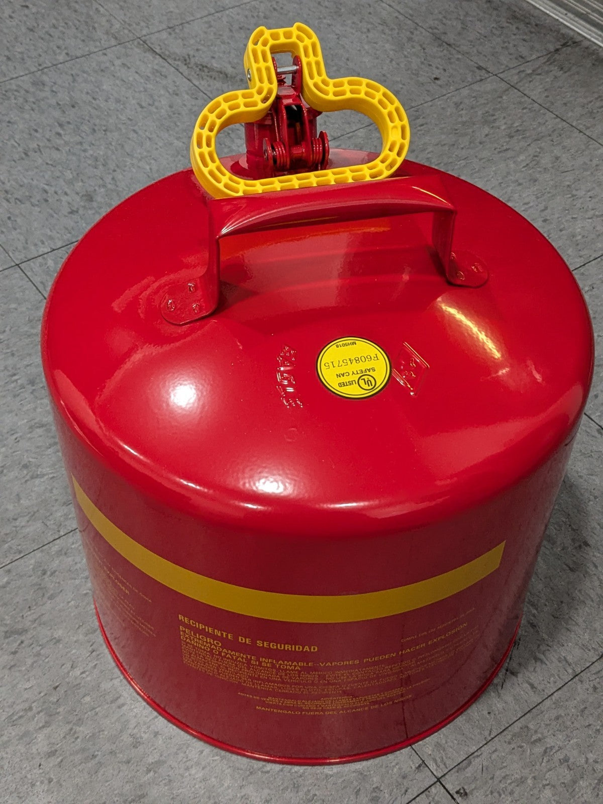 Eagle Safety Can: 5 gal, Steel 13-1/2" High, 12-1/2" Dia, Red UI50S