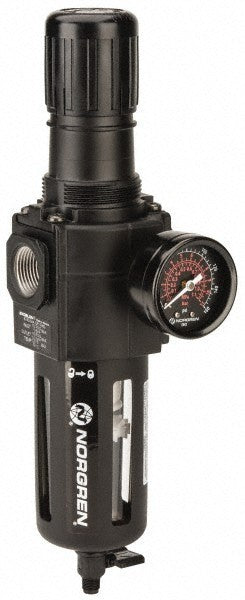 Norgren FRL Combination Unit: 3/4 NPT, Standard, 1 Pc Filter/Regulator w/ Gauge