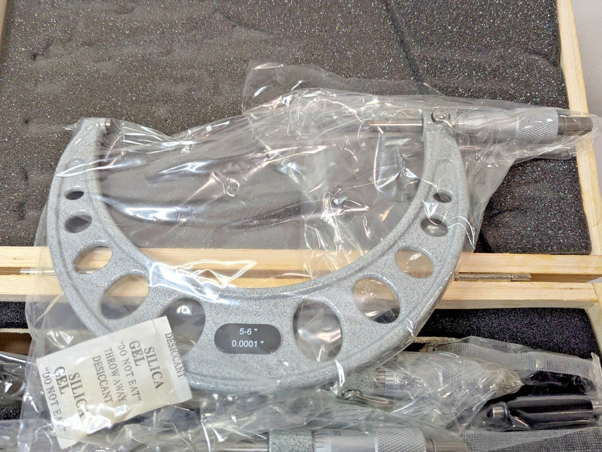 6 Piece Mechanical Outside Micrometer Set 0 to 6" Range 06314884