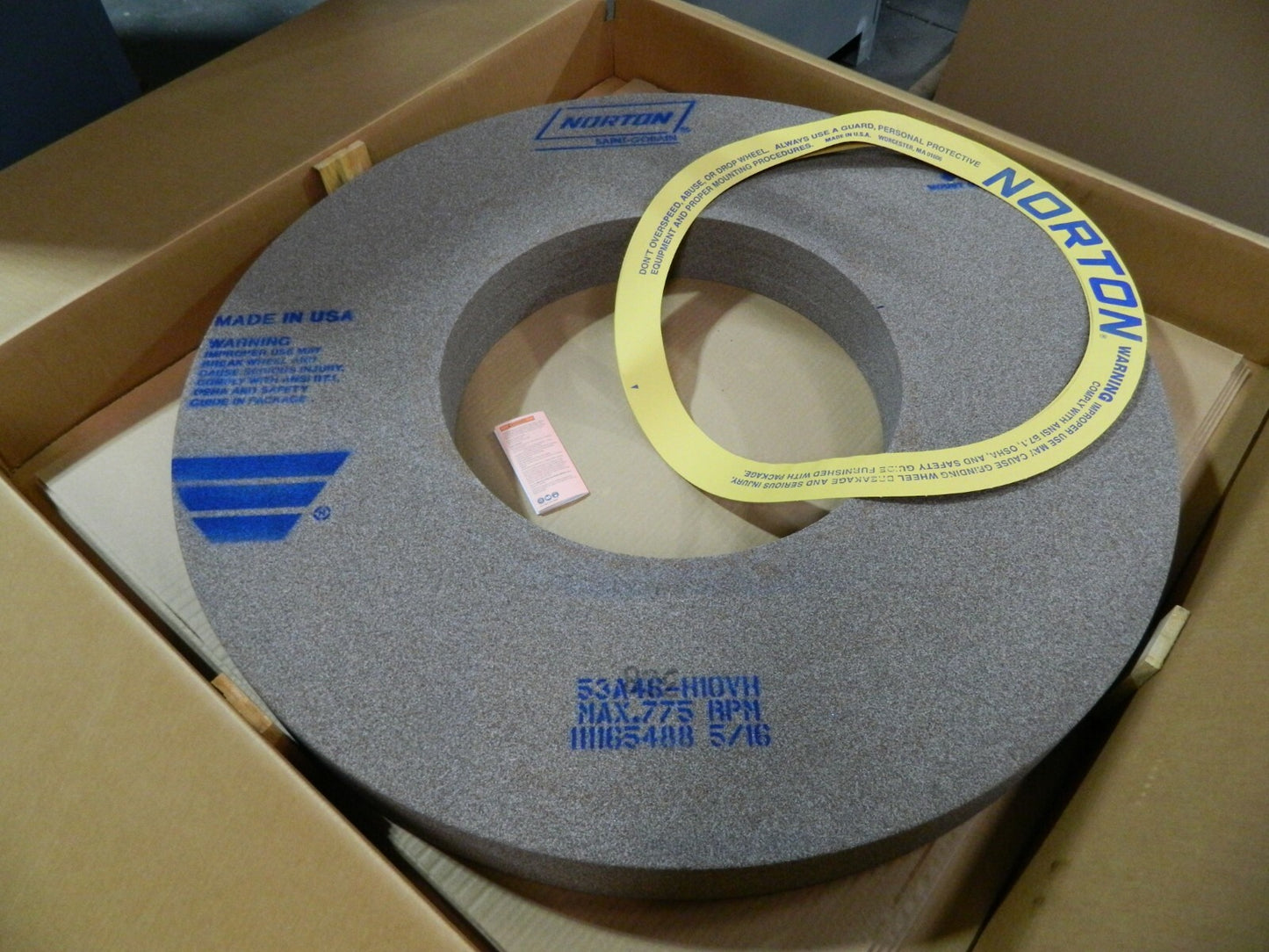 Norton Surface Grinding Wheel 42" Dia. 4" Thick 20" Hole 53A46-H1
