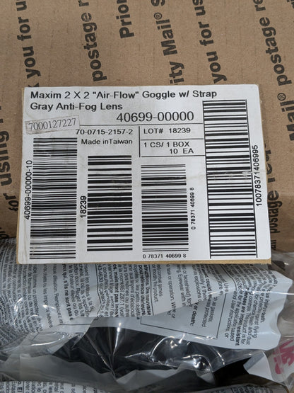 3M Goggles Air-flow Anti-fog Tint Lens Box of 10 40699-00000