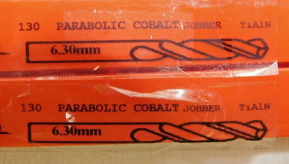 Accupro Cobalt Parabolic Jobber Drills RH TiAlN 6.30mm 130º Qty 5 05926951