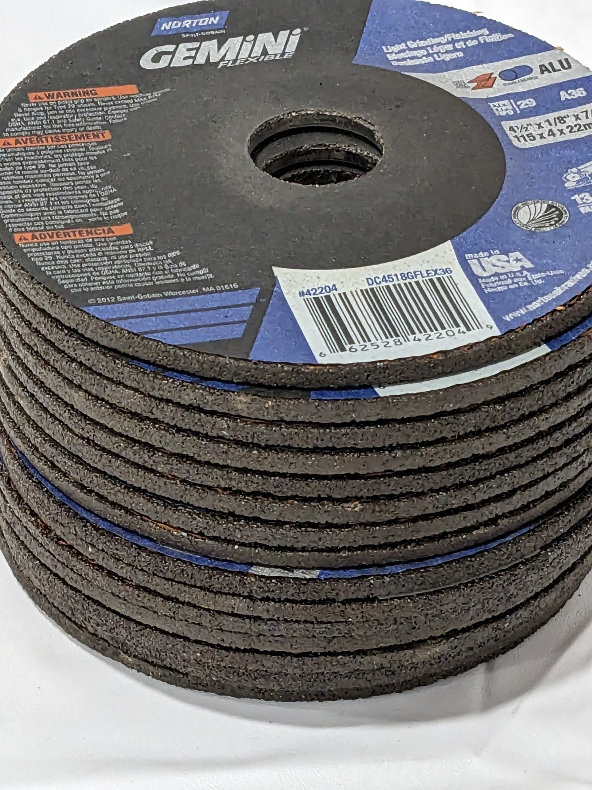 NORTON Depressed-Center Wheel Type 29, 4-1/2" Dia, 1/8" Thick Qty 16 6
