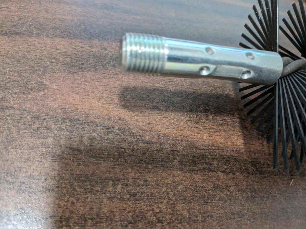 SCHAEFER BRUSH Flat Wire Single Spiral Flue Scraper: 3" Dia, 7-3/4" OAL 43028